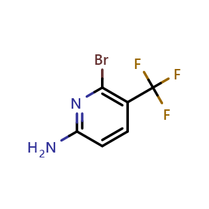 Chemical structure of 6-bromo-5-(trifluoromethyl)pyridin-2-amine , CAS 1805454-19-6, AChemBlock X182631