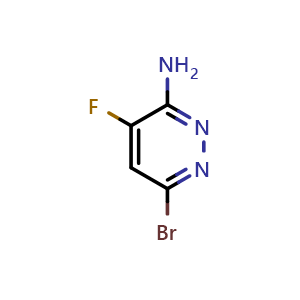 Chemical structure of 6-bromo-4-fluoro-pyridazin-3-amine , CAS 2386479-09-8, AChemBlock X182635