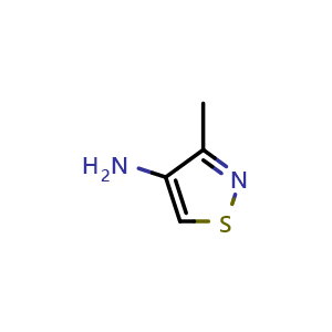 Chemical structure of 3-methylisothiazol-4-amine , CAS 53483-97-9, AChemBlock X182646