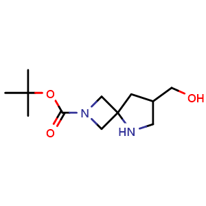 Chemical structure of tert-butyl 7-(hydroxymethyl)-2,5-diazaspiro[3.4]octane-2-carboxylate , CAS 1936549-36-8, AChemBlock X182649