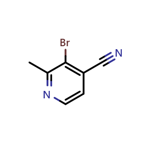 Chemical structure of 3-bromo-2-methyl-pyridine-4-carbonitrile , CAS 51454-47-8, AChemBlock X182651