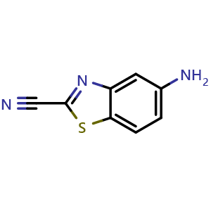Chemical structure of 5-amino-1,3-benzothiazole-2-carbonitrile , CAS 1513212-02-6, AChemBlock X182665