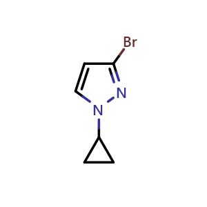 Chemical structure of 3-bromo-1-cyclopropyl-pyrazole , CAS 1622840-18-9, AChemBlock X182688