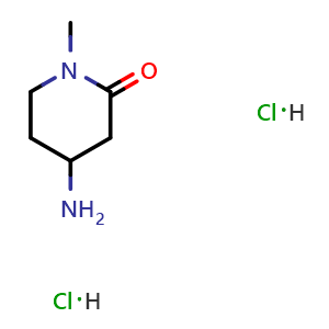 Chemical structure of 4-amino-1-methyl-piperidin-2-one;dihydrochloride , CAS 1797374-82-3, AChemBlock X182702