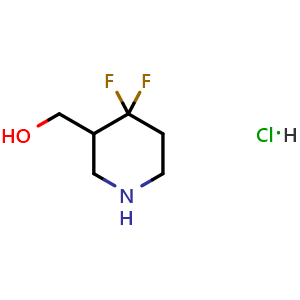 Chemical structure of (4,4-difluoro-3-piperidyl)methanol;hydrochloride , CAS 1331775-99-5, AChemBlock X182724