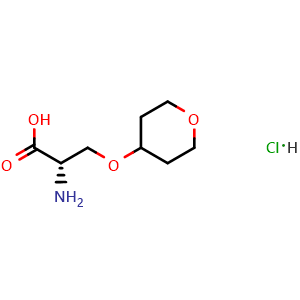 Chemical structure of (2S)-2-amino-3-tetrahydropyran-4-yloxy-propanoic acid;hydrochloride , CAS 2343963-96-0, AChemBlock X182730