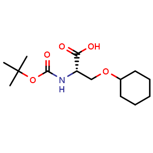 Chemical structure of (2S)-2-(tert-butoxycarbonylamino)-3-(cyclohexoxy)propanoic acid , CAS 221057-18-7, AChemBlock X182737