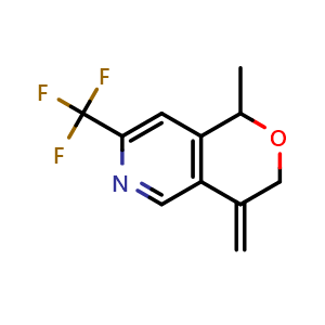 Chemical structure of 1-methyl-4-methylene-7-(trifluoromethyl)-1H-pyrano[4,3-c]pyridine , CAS 2940947-16-8, AChemBlock X182749