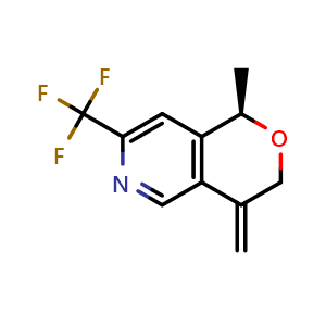 Chemical structure of (1R)-1-methyl-4-methylene-7-(trifluoromethyl)-1H-pyrano[4,3-c]pyridine , CAS 2940862-25-7, AChemBlock X182750