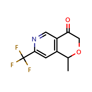 Chemical structure of 1-methyl-7-(trifluoromethyl)-1H-pyrano[4,3-c]pyridin-4-one , CAS 2940937-68-6, AChemBlock X182751