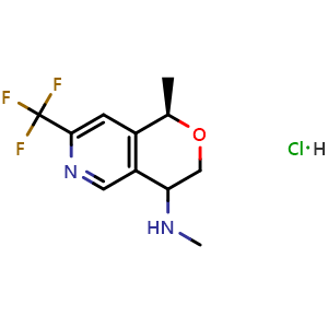 Chemical structure of (1R)-N,1-dimethyl-7-(trifluoromethyl)-3,4-dihydro-1H-pyrano[4,3-c]pyridin-4-amine;hydrochloride , CAS 2940933-55-9, AChemBlock X182759