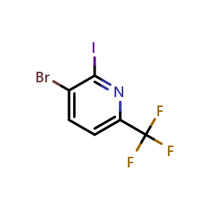 Chemical structure of 3-bromo-2-iodo-6-(trifluoromethyl)pyridine , CAS 1214348-80-7, AChemBlock X182760