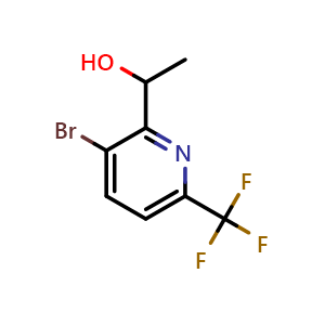 Chemical structure of 1-[3-bromo-6-(trifluoromethyl)-2-pyridyl]ethanol , CAS 2940947-28-2, AChemBlock X182761