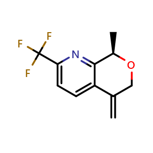 Chemical structure of (8R)-8-methyl-5-methylene-2-(trifluoromethyl)-8H-pyrano[3,4-b]pyridine , CAS 2940858-68-2, AChemBlock X182764