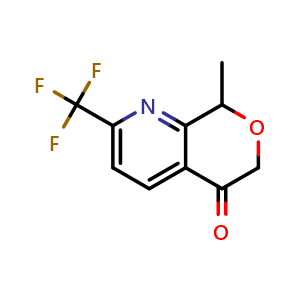 Chemical structure of 8-methyl-2-(trifluoromethyl)-8H-pyrano[3,4-b]pyridin-5-one , CAS 2940947-37-3, AChemBlock X182766