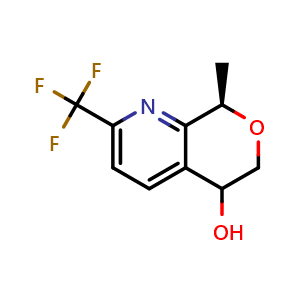 Chemical structure of (8R)-8-methyl-2-(trifluoromethyl)-6,8-dihydro-5H-pyrano[3,4-b]pyridin-5-ol , CAS 2940934-12-1, AChemBlock X182769