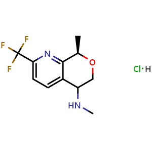 Chemical structure of (8R)-N,8-dimethyl-2-(trifluoromethyl)-6,8-dihydro-5H-pyrano[3,4-b]pyridin-5-amine;hydrochloride , CAS 2940933-30-0, AChemBlock X182775