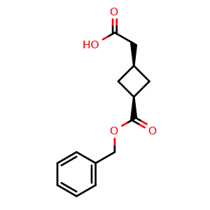 Chemical structure of cis-2-(3-benzyloxycarbonylcyclobutyl)acetic acid , CAS 2200314-33-4, AChemBlock X182795