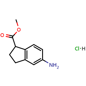 Chemical structure of methyl 5-aminoindane-1-carboxylate;hydrochloride , CAS 132205-73-3, AChemBlock X182839