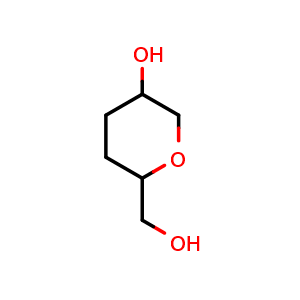 Chemical structure of 6-(hydroxymethyl)tetrahydropyran-3-ol , CAS 94249-15-7, AChemBlock X182846