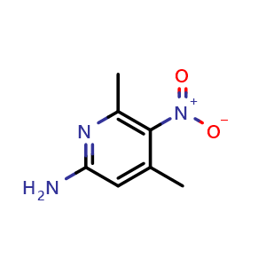Chemical structure of 4,6-dimethyl-5-nitro-pyridin-2-amine , CAS 22934-22-1, AChemBlock X182862