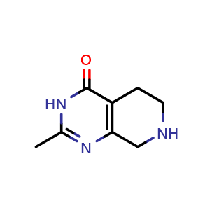 Chemical structure of 2-methyl-5,6,7,8-tetrahydro-3H-pyrido[3,4-d]pyrimidin-4-one , CAS 62259-95-4, AChemBlock X182871