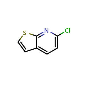 Chemical structure of 6-chlorothieno[2,3-b]pyridine , CAS 62226-18-0, AChemBlock X182884