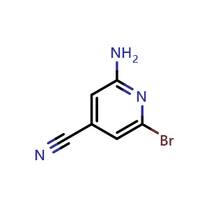Chemical structure of 2-amino-6-bromo-pyridine-4-carbonitrile , CAS 1186194-69-3, AChemBlock X182898