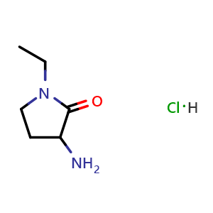 Chemical structure of 3-amino-1-ethyl-pyrrolidin-2-one;hydrochloride , CAS 2059932-38-4, AChemBlock X182913