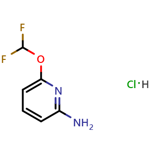 Chemical structure of 6-(difluoromethoxy)pyridin-2-amine;hydrochloride , CAS 1522367-76-5, AChemBlock X182916