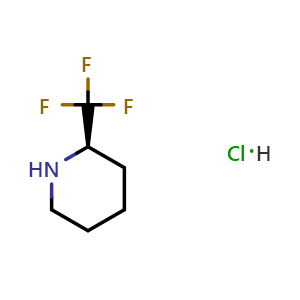 Chemical structure of (2R)-2-(trifluoromethyl)piperidine;hydrochloride , CAS 1389320-26-6, AChemBlock X182920
