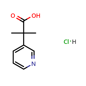 Chemical structure of 2-Methyl-2-(pyridin-3-yl)propanoic acid hydrochloride , CAS 1427380-72-0, AChemBlock X182921