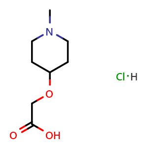 Chemical structure of 2-[(1-methyl-4-piperidyl)oxy]acetic acid;hydrochloride , CAS 1955515-62-4, AChemBlock X182922