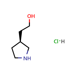 Chemical structure of 2-[(3S)-pyrrolidin-3-yl]ethanol;hydrochloride , CAS 1421033-80-8, AChemBlock X182942