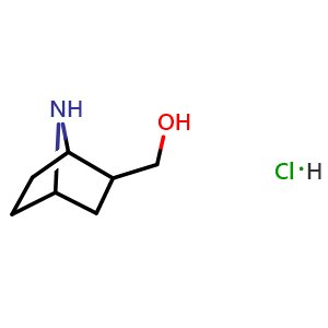 Chemical structure of 7-azabicyclo[2.2.1]heptan-2-ylmethanol;hydrochloride , CAS 1803570-48-0, AChemBlock X182946