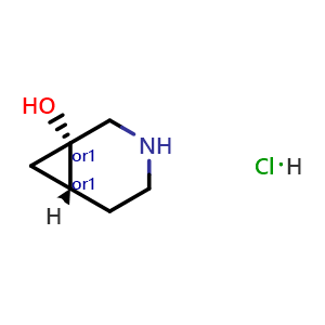 Chemical structure of trans-3-azabicyclo[4.1.0]heptan-1-ol;hydrochloride , CAS 1807939-27-0, AChemBlock X182952