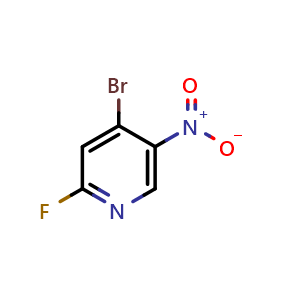 Chemical structure of 4-bromo-2-fluoro-5-nitro-pyridine , CAS 1335114-94-7, AChemBlock X182957
