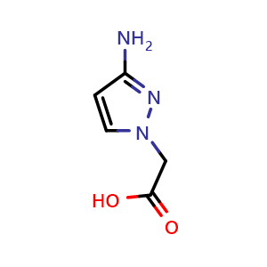Chemical structure of 2-(3-aminopyrazol-1-yl)acetic acid , CAS 1006319-29-4, AChemBlock X182971