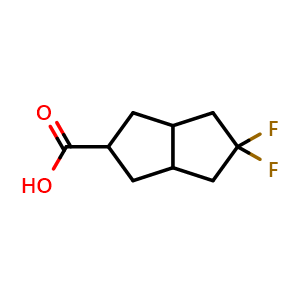 Chemical structure of 5,5-difluoro-2,3,3a,4,6,6a-hexahydro-1H-pentalene-2-carboxylic acid , CAS 1784979-78-7, AChemBlock X182973
