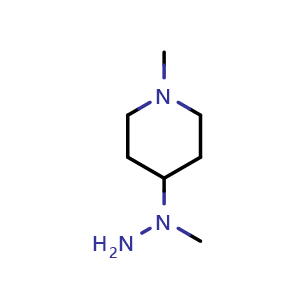 Chemical structure of (1-methyl-4-piperidyl)methylhydrazine , CAS 1393608-27-9, AChemBlock X182977