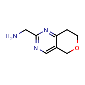 Chemical structure of 7,8-dihydro-5H-pyrano[4,3-d]pyrimidin-2-ylmethanamine , CAS 1554237-14-7, AChemBlock X182990