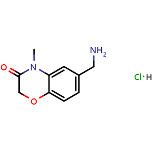 Chemical structure of 6-(aminomethyl)-4-methyl-1,4-benzoxazin-3-one;hydrochloride , CAS 916211-08-0, AChemBlock X182994
