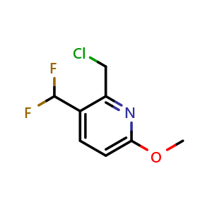 Chemical structure of 2-(chloromethyl)-3-(difluoromethyl)-6-methoxy-pyridine , CAS 1805322-64-8, AChemBlock X183004