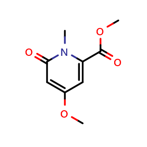 Chemical structure of methyl 4-methoxy-1-methyl-6-oxo-pyridine-2-carboxylate , CAS 1195534-35-0, AChemBlock X183009
