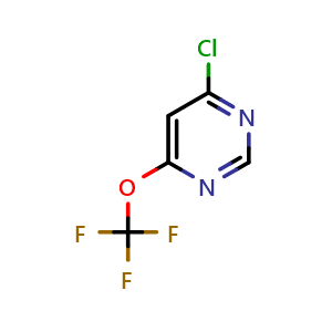 Chemical structure of 4-Chloro-6-(trifluoromethoxy)pyrimidine , CAS 1261738-01-5, AChemBlock X183016