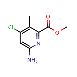 Chemical structure of methyl 6-amino-4-chloro-3-methyl-pyridine-2-carboxylate , CAS 2079891-83-9, AChemBlock X183027
