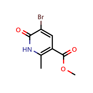Chemical structure of methyl 5-bromo-2-methyl-6-oxo-1H-pyridine-3-carboxylate , CAS 1334499-25-0, AChemBlock X183042