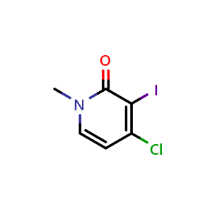 Chemical structure of 4-chloro-3-iodo-1-methyl-pyridin-2-one , CAS 1956326-97-8, AChemBlock X183054