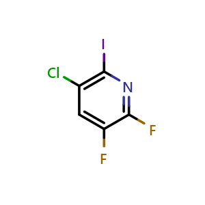 Chemical structure of 5-chloro-2,3-difluoro-6-iodo-pyridine , CAS 406676-37-7, AChemBlock X183075