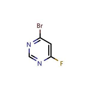 Chemical structure of 4-bromo-6-fluoro-pyrimidine , CAS 1209458-29-6, AChemBlock X183077